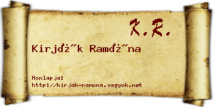 Kirják Ramóna névjegykártya